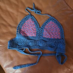 Jayli Blue and Pink Crochet Bralette Small/medium